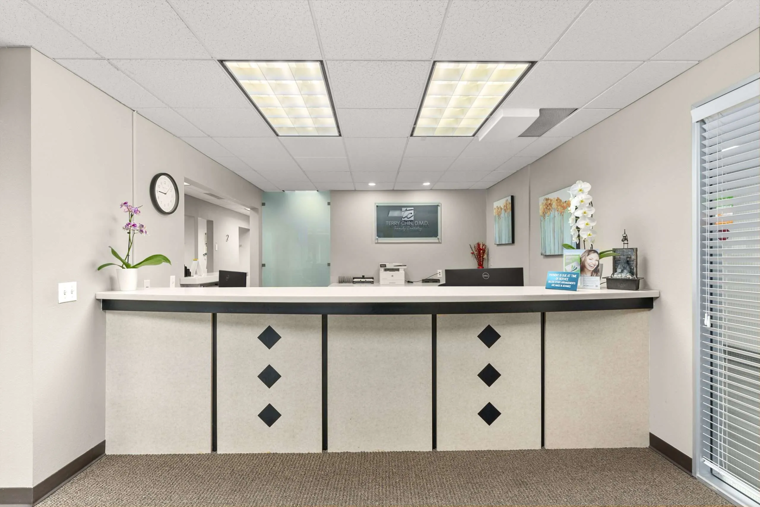 Reception and waiting area at Cusp Dental Sacramento
